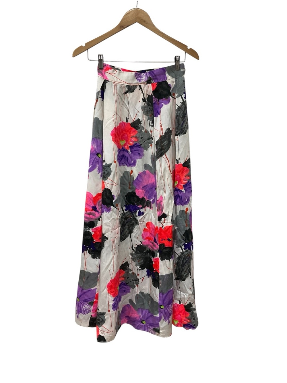 Vintage Alice California Hawaiian Floral White Maxi Skirt S XS